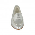 Woman's mocassin in silver laminated leather heel 1 - Available sizes:  32