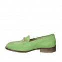 Mocassin pour femmes en daim vert avec accessoire talon 3 - Pointures disponibles:  33, 43, 44