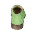 Mocasín para mujer en gamuza verde con accesorio tacon 3 - Tallas disponibles:  33, 43, 44