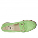 Woman's mocassin in green suede with accessory heel 3 - Available sizes:  33, 43, 44