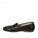 Mocassin pour femmes en cuir noir talon 1 - Pointures disponibles:  32, 42, 43