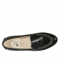 Woman's mocassin in black leather heel 1 - Available sizes:  32, 42, 43