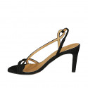 Sandale pour femmes avec elastique en daim noir talon 8 - Pointures disponibles:  42, 46