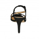 Sandalia con elastico para mujer en gamuza negra tacon 8 - Tallas disponibles:  42, 46