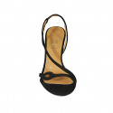 Sandalia con elastico para mujer en gamuza negra tacon 8 - Tallas disponibles:  42, 46