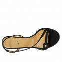Woman's sandal with elastic band in black suede heel 8 - Available sizes:  42, 46