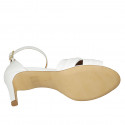 Woman's open shoe with strap and accessory in white leather heel 8 - Available sizes:  32, 34, 42, 43, 44, 45, 46