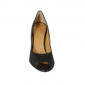 Woman's open shoe in black leather heel 9 - Available sizes:  31, 32, 33, 34, 42