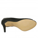 Zapato abierto para mujer en piel negra tacon 9 - Tallas disponibles:  31, 32, 33, 34, 42