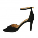 Chaussure ouverte pour femmes avec courroie en daim noir talon 8 - Pointures disponibles:  42, 43, 45