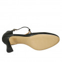 Zapato abierto para mujer con cinturon en T en piel negra tacon 8 - Tallas disponibles:  31, 33, 42, 43, 44