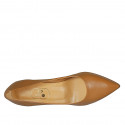 Décolleté da donna a punta in pelle color cuoio tacco 8 - Misure disponibili: 31, 42