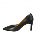 Woman's pointy pump in black leather heel 8 - Available sizes:  34
