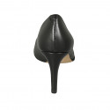 Zapato de salon puntiagudo en piel negra tacon 8 - Tallas disponibles:  34, 46
