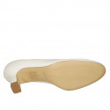 Zapato de salon redondeado para mujer en piel de color nata tacon 6 - Tallas disponibles:  33, 44