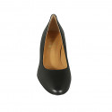 Zapato de salon redondeado para mujer en piel negra tacon 6 - Tallas disponibles:  32, 43