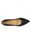 Zapato de salon a punta para mujer en piel negra con tacon acampanado 6 - Tallas disponibles:  45, 46