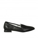 Mocasin à bout pointu pour femmes en cuir noir talon 2 - Pointures disponibles:  42