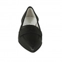 Mocasin à bout pointu pour femmes en cuir noir talon 2 - Pointures disponibles:  42, 43