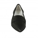 Woman's pointy loafer in black leather heel 2 - Available sizes:  42, 43