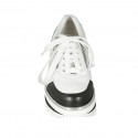 Scarpa stringata con cerniere da donna in pelle bianca e nera zeppa 5 - Misure disponibili: 42, 44