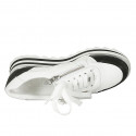 Scarpa stringata con cerniere da donna in pelle bianca e nera zeppa 5 - Misure disponibili: 42, 44