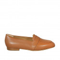Woman's loafer in cognac brown leather heel 1 - Available sizes:  42, 43, 44, 45