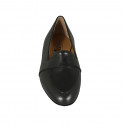 Woman's mocassin in black leather with heel 1 - Available sizes:  42, 44