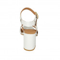 Woman's ankle strap sandal in white leather and patent leather heel 7 - Available sizes:  34, 42, 43, 44, 45