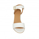 Sandale pour femmes avec courroie à la cheville en cuir et cuir verni blanc talon 7 - Pointures disponibles:  34, 42, 43, 44, 45