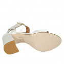 Woman's ankle strap sandal in white leather and patent leather heel 7 - Available sizes:  34, 42, 43, 44, 45