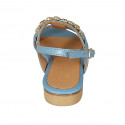 Woman's sandal with rhinestones in light blue leather heel 2 - Available sizes:  46