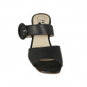Woman's mules with buckle in black leather heel 7 - Available sizes:  42, 43