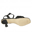Sandale avec courroie pour femmes en cuir tressé noir talon 6 - Pointures disponibles:  42, 46