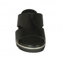 Woman's mule in black leather wedge heel 3 - Available sizes:  42, 43