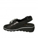 Sandale pour femmes avec chaîne en cuir noir talon compensé 4 - Pointures disponibles:  32, 42