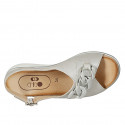 Woman's sandal with chain in platinum laminated leather wedge heel 4 - Available sizes:  43, 44