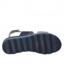 Sandalo da donna con catena in pelle laminata blu e azzurra zeppa 3 - Misure disponibili: 32, 33, 42, 43, 44