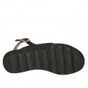 Sandalo da donna in pelle e pelle intrecciata nera zeppa 4 - Misure disponibili: 42, 43, 44, 45