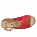 Sandalo da donna in pelle e pelle intrecciata rossa zeppa 4 - Misure disponibili: 32, 42, 43, 44, 45, 46