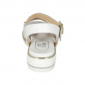 Woman's sandal in white leather with strap and accessory wedge heel 3 - Available sizes:  42, 43, 44