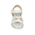 Woman's sandal in white leather with strap and accessory wedge heel 3 - Available sizes:  42, 43, 44