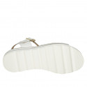 Woman's sandal in white leather with strap and accessory wedge heel 3 - Available sizes:  42, 43, 44