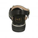 Sandale pour femmes en cuir noir avec courroie et accessoire talon compensé 3 - Pointures disponibles:  32, 42, 43, 44