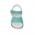 Sandale pour femmes en cuir imprimé turquoise avec courroie talon compensé 3 - Pointures disponibles:  32, 33, 42, 43, 44, 45, 46