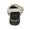 Sandalia con cinturon para mujer en piel imprimida blanca cuña 3 - Tallas disponibles:  32, 33, 42, 43, 44
