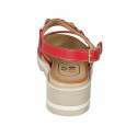 Woman's sandal with accessory in red leather wedge heel 4 - Available sizes:  42, 43, 44, 46