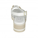 Sandalia para mujer con accesorio en piel bianca cuña 4 - Tallas disponibles:  42, 43, 44, 45