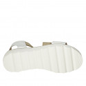 Sandale pour femmes en cuir blanc avec elastique talon compensé 3 - Pointures disponibles:  43