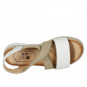 Woman's sandal in white leather with elastic band wedge heel 3 - Available sizes:  43